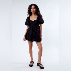 Free People Rendezvous Me Black Puff Sleeve Dress